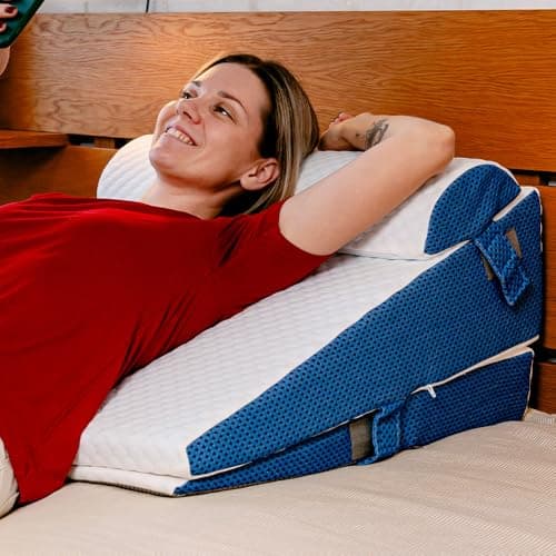 Ritalia® CUSCINO ANTIREFLUSSO ADULTI con 3 altezze Extra Larga 60x48x30 | CUSCINO A CUNEO PER LETTO | SCHIENALE LETTO REGOLABILE E SUPPORTO ORTOPEDICO PER RIPOSO E RECUPERO