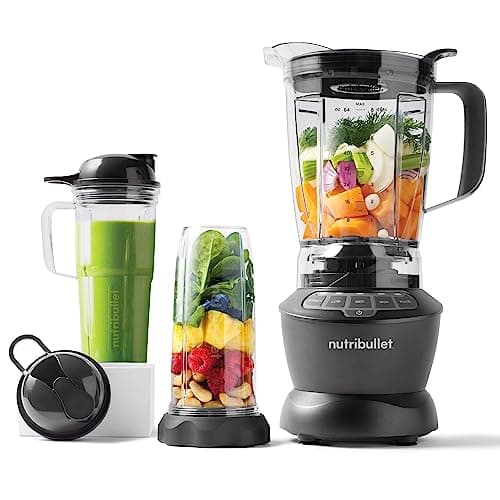 nutribullet Full Size Blender Combo, Frullatore Elettrico, Tritatutto Multifunzione, Professionale, Con Tre Bicchieri di cui uno da 1,8 L Senza BPA, Potenza 1200 Watt, NBF500MB