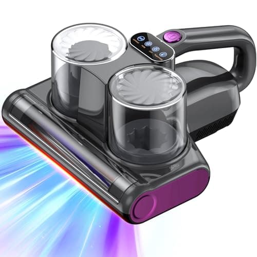 Aspirapolvere per Materassi Battimaterasso Antiacaro con Luce UV-C a 253,7 nm 16KPa Filtro HEPA Riscaldamento Ultrasuoni Aspira Acari Antibatterica Rimuove Allergeni e Polvere 500W Filo Grigio Scuro