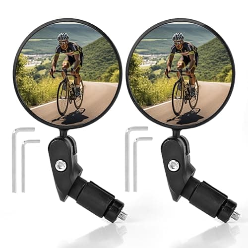 AiQInu Specchietto Bici per bicicletta con lente convessa in vetro HD per manubrio 18-22 mm, bicicletta ruotabile a 360° per bicicletta, mountain bike, bici da corsa (2 pezzi)