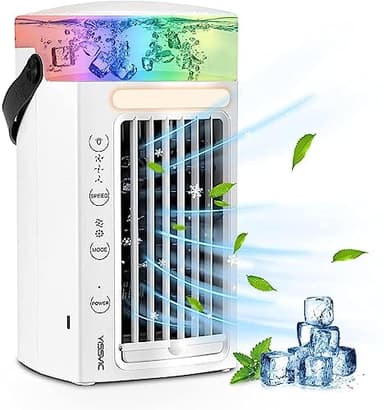 Climatizzatore Portatile Per Auto - Luce D'Atmosfera A Led A 7 Colori Climatizzatore Mini - Dispositivo Di Raffreddamento Personale Condizionatore Auto, per L'Ufficio Viaggi Per Famiglie
