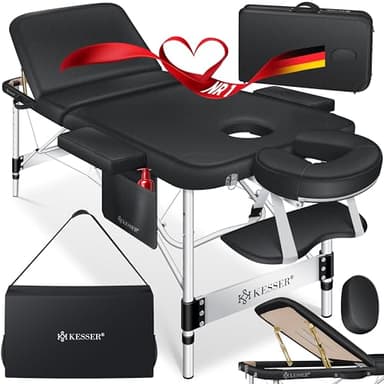 KESSER® Lettino da massaggio mobile pieghevole e regolabile in altezza a 3 zone Lettino da massaggio Lettino cosmetico Lettino terapeutico largo Alluminio + 10x poggiafaccia