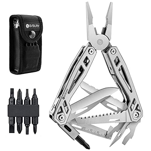 BIBURY Pinza Multiuso, Coltello Multiuso in Acciaio Inossidabile, Pinza Multifunzione in Coltellino Svizzero con Apribottiglie, Cacciavite, Attrezzi EDC, Ideale per il Campeggio, Riparazioni