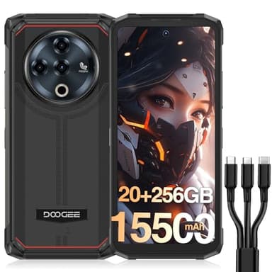DOOGEE Fire 6 Power Rugged Smartphone, 20GB+256GB/TF 2TB Telefono Indistruttibile, 6.6" 15500mAh/33W Octa-Core Cellulare indistruttibile, OTG Ricarica inversa da 18W, 50MP/IP68/Dual SIM/NFC/Face ID