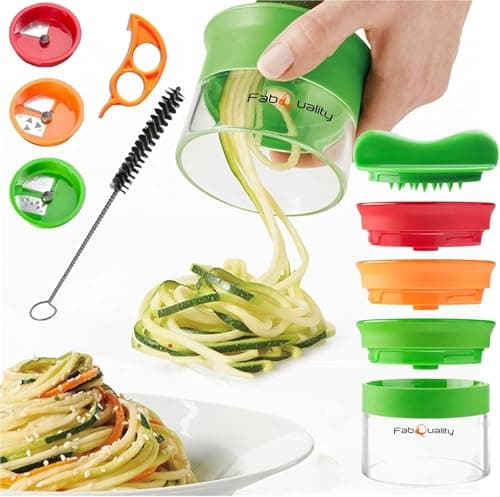 Spiralizzatore per verdure 2025 Tagliapasta Zucchine Spaghetti Tagliaverdure + Pelapatate + Spazzola per la pulizia. Grattugia rotante tagliaverdure super giulietti tagliapasta cetrioli