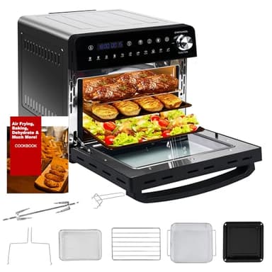 Mini Forno Friggitrice ad Aria da 14L | Versatile Airfryer XXL da 1800W con Finestra Osservare, Forno 11 in 1 Temperatura Mas 210℃, Mini Forno Friggitrice ad Aria Calda con 7 Accessori e Ricettario