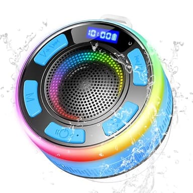 Cassa Bluetooth Doccia, Altoparlante Bluetooth IP7 Impermeabile con Ventosa, 360°Associazione Stereo Cassa Bluetooth Portatile con Luce LED Colorate
