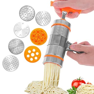 Zuzer Macchina per la Pasta Manuale Pasta Press in Acciaio Inossidabile Macchina Pasta Noodle Maker con 7 Template (style 1)