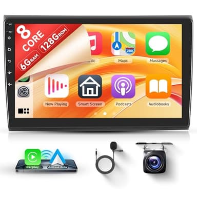 6G+128G 8 Core Android Autoradio per FIAT Bravo 2007-2014,Rimoody 9 Pollici Touchscreen Autoradio Senza Fili Carplay Android Auto Mirror Link Bluetooth FM/RDS/EQ/DSP WiFi GPS Telecamera Posteriore