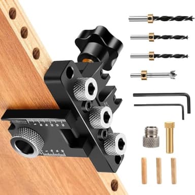 Legno 8/10/15mm,3 in 1 Dima per Tasselli， Kit di guida per trapano con Clip Di Posizionamento Regolabile