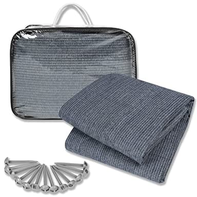 Froadp Tappeto da Campeggio HDPE Stuoia ll'aperto Antiscivolo Tappetino per Tende da Sole con Foro in Alluminio e Borsa per Il Trasporto Tendalino Camper Lavabile per Roulotte Veranda (250x300cm)