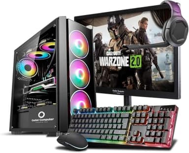 PC Gaming Computer Fisso Desktop Completo GT1030 - Tastiera - Mouse - Cuffie - Windows 11 PRO - WiFi USB - HDMI (CPU: I7 - RAM 32GB -SSD 480 GB, MONITOR 24")