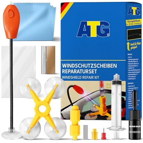 ATG Kit Riparazione Parabrezza Auto con lampada UV - Ripara parabrezza auto - Kit riparazione vetro auto - Kit Parabrezza auto - Colla per vetri auto - Ripara vetro - Colla per parabrezza auto