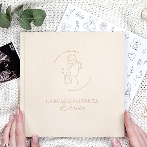 Wellode® Diario della Gravidanza con 105 Pagine e Adesivi - 9 Mesi di Ricordi da Custodire per Sempre - Libro Gravidanza - Regalo Prezioso per Future Mamme, Genere Neutro (GUARDA VIDEO)
