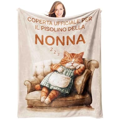 Giftasy Regalo Nonna, Coperta del Nonna Gatto, Regalo Nonna Compleanno, Idee Regali per Nonna, Originali Regalo Nonna Natale, Regalo Festa dei Nonni (157 * 132cm)