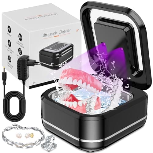 Pulitore Ultrasuoni 48000Hz, 24W Dental Pod per Dentiere | 180ML | Lampada UV | Ultrasonic Cleaner per | Apparecchio Denti | Protesi Dentali | Retainer | Anelli | gioielli | orologi | (Nero)