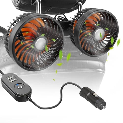 Vegena Ventilatore Auto 12V, 12V Ventola Per Auto, Ventole A Clip Per Auto Da 12 V, Ventilatore Per Auto Elettrica Ventilatore Auto A Doppia Testa Con Presa Accendisigari Per Veicoli, Camper, Suv