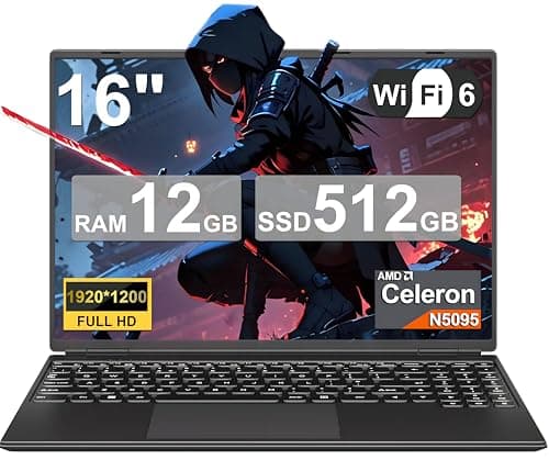 NOTODD PC Portatile Win 11 Laptop 12+512GB 1TB SSD Espansione, 16 Pollici Notebook Celeron N5095 (fino a 2.9Ghz) 丨Ventola di Raffreddamento丨Supporto 5G WIFI丨1920 * 1200 2K Schermo Doppio- Black