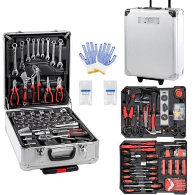 AMC Set Cassetta Attrezzi Chiavi a Trolley completa di 849 pezzi Professionali, strumenti e accessori per un utilizzo Professionale o fai da te in Acciaio Cromo Vanadio