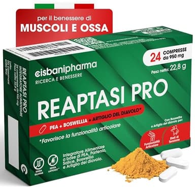 CISBANI PHARMA Reaptasi Pro, Integratore Articolazioni, Favorisce la Normale Funzionalità Articolare, con PEA, Artiglio del Diavolo, Boswellia e Partenio – 24 Compresse