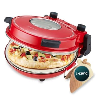 Cecotec Forno grill elettrico per pizza Fun Pizza&Co Mamma Mía Vista, 1200 W, Timer 15 min, Temperatura massima di 420ºC in 3 min, Finestra di visualizzazione, Piastra in pietra