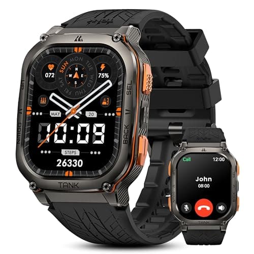 KOSPET Smartwatch, 1.96" AMOLED HD Display, Orologio Militare Uomo, GPS Integrato, Bussola/Altezza/Pressione, 170+ Modalità Sport, 5ATM Impermeabile (Nero)
