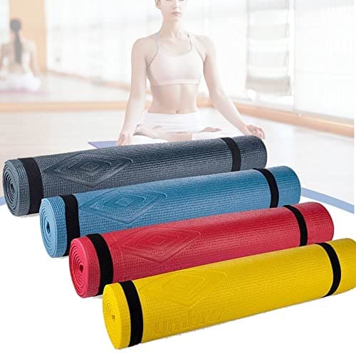 Tappetino Yoga Antiscivolo Alta Densità Materassino Tappeto Allenamento Fitness Aerobica Palestra Ginnastica con tracolla, Colori Assortiti (175 x 60 cm)