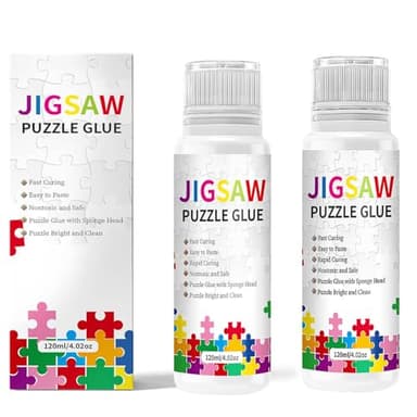 Confezione da 2 colla per puzzle, asciugatura rapida, colla per puzzle da 1000/2000/3000 pezzi, idrosolubile in acqua, fogli di colla speciale per puzzle, adatti per carta, legno, 114 g