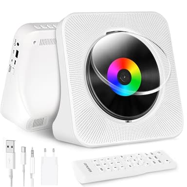 Lettore CD Portatile HIFI, lettore CD Bluetooth musicale domestico/lettore USB/radio FM/timer, display LCD, copertura antipolvere, lettore musicale a riproduzione verticale