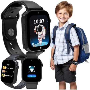 FOREVER Kids Look Me! 3 KW-520 Nero – Smartwatch con Carta SIM – Schermo 1,85" – Localizzazione GPS/LBS/Wi-Fi – Funzione SOS – Chiamate e Video – Resistente all'acqua IP65 – Perfetto come Regalo