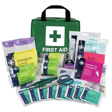 Lewis-Plast Kit di Primo Soccorso Premium da 90 Pezzi Include Collirio, 2 Pacchi di Ghiaccio e Coperta di Emergenza, Ideale per Auto, Casa, Lavoro e Vacanze - Borsa per Pronto Soccorso