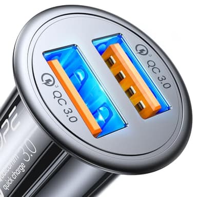 AINOPE Caricatore automatico, [doppia porta QC3.0] 36W / 6A [tutto metallo] Caricabatteria da auto Mini Caricabatteria auto Quick Charge Compatibile con tutti i telefoni cellulari