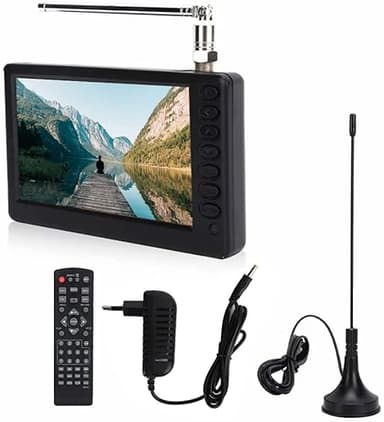 ciciglow TV digitale 5" ricaricabile, 1080p HD, 1500 mAh, supporta MKV/MOV/AVI/WMV/MP4/FLV/MPEG1-4/MP3, TV analogico digitale