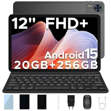 DOOGEE T36 Tablet 12 Pollici, Android 15, 2025 Nuovo Tablet con Tastiera, 20GB+256GB/2TB Tablets con Penna, 8800mAh, 90 Hz Octa-Core Tablets Gaming, Widevine L1/ Mouse/Case - Nero