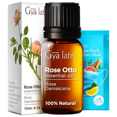 Gya Labs Oli essenziali rosa per uso cutaneo e aromaterapia - Olio rosa grado terapeutico puro al 100% per il viso - Olio essenziale olio rosa per diffusore, pelle, viso, capelli e profumo (10 ml)