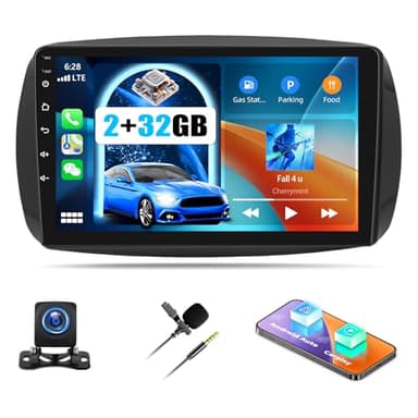 2G+32G Android 13 Autoradio per Mercedes Benz Smart Forfour Fortwo 453 2014-2022 con Carplay Android Auto,Schermo da 9 Pollici con GPS Bluetooth WiFi FM/RDS HiFi + Telecamera Posteriore