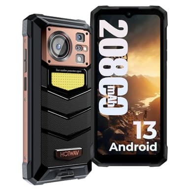 HOTWAV W11 Rugged Smartphone 2024, 20800mAh/33W,12GB+256GB/ 2TB Telefono Indistruttibile, 6,6'' FHD+,64MP+24MP+16MP IP68 IP69K 4G Dual SIM Android 13 Rugged Phone 280LM/NFC/OTG/GPS
