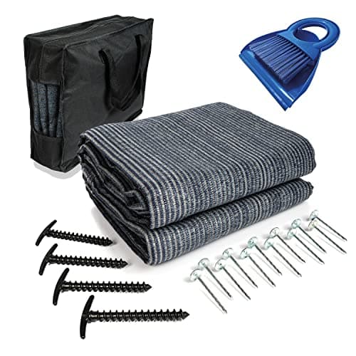 Mr Nomad stuoia campeggio 2,0 m x 2,5 m - tappeto da campeggio blu/grigio in polietilene, pavimento ideale per veranda con borsa per il trasporto, 4 picchetti a T e 12 chiodi in acciaio