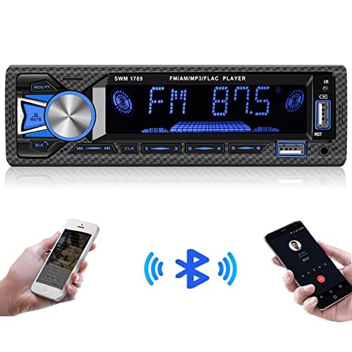 Hodozzy 1 Din Autoradio Bluetooth Vivavoce Microfono Integrato, Doppia connessione BT, Lettore MP3 con FM/SD/AUX/2USB/7 Colori, Amplificatore 4x60W