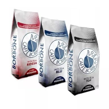 Tris Caffè in grani Caffè Borbone Miscela Rossa, Blu e Top 1 kg x 3