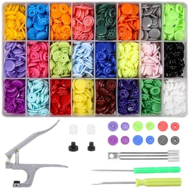LEAZZLE T5 Bottoni a Pressione in Resina + Pinze a Scatto,Set 360 Bottoni a Pressione 24 Colori,Bottoni Automatici a Pressione Plastic per DIY Cucire, Pinza per Bottoni T3 T5 T8