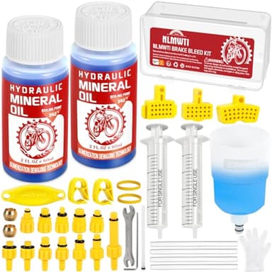 NLMWTI 36pcs Kit Spurgo Freni per Shimano, TEKTRO, MAGURA, Kit di sfiato per Freni Idraulici per Bicicletta, Compreso 120 ml Il Liquido per Freni Minerale ad Alte Prestazioni