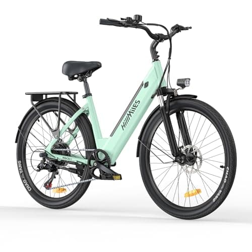 HillMiles Bici Elettrica Per Adulti Da 26", 7 Velocità Bicicletta Elettrica da 36V 13Ah Batteria Rimovibile, 25km/h & Autonomia di 80-100km E-bike Per Pendolari Urbani, IP65 impermeabile (Green)