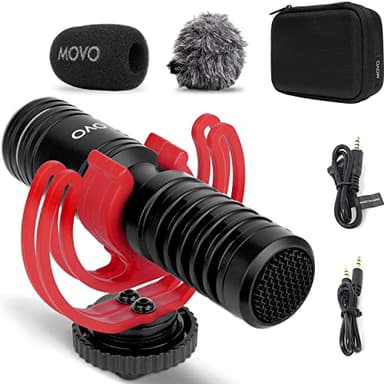 Movo VXR10-PRO Movo VXR10-PRO Microfono Video Esterno per Fotocamera con Attacco Shock Rycote Lyre - Microfono Shotgun compatto e accessori compatibili con smartphone e fotocamere DSLR