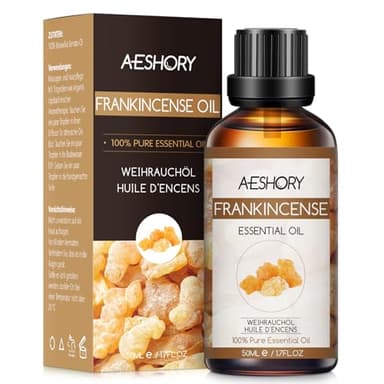 AESHORY Olio Essenziale di Incenso 50ml, 100% Puri Naturali Oli Essenziali Aromaterapia di Grado Terapeutico per Diffusori, Cura della Capelli e Pelle, SPA, Massaggio, Bagno