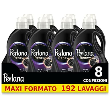 Perlana Renew Lana Nero, detersivo lavatrice per capi neri e scuri, rinnova e protegge l'intensità del colore, confezione singola da 24 lavaggi