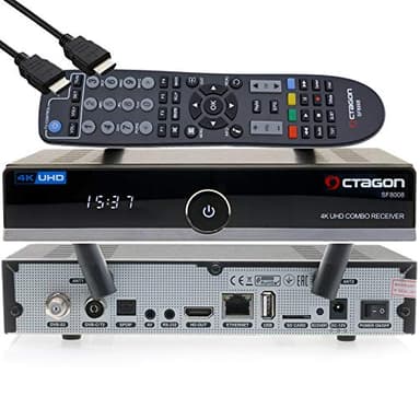 OCTAGON SF8008 4K UHD HDR Ricevitore combinato 1x DVB-S2X, 1x DVB-C/ DVB-T2, Satellite, cavo e segnale terrestre, E2 Linux Smart TV Box, Media Server, registrazione, EasyMouse HDMI, Dual WiFi