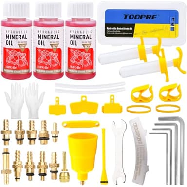 TEGOVE Kit Spurgo Freni per Shimano, TEKTRO, MAGURA, 180ML Olio Minerale Universale Kit Spurgo Freni MTB, Kit Idraulico Di Dissanguamento Del Freno A Disco Del Fluido Della Bicicletta