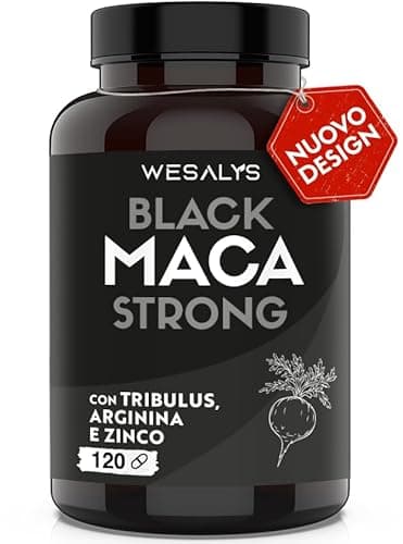 Maca Peruviana Nera + Tribulus Terrestris + Arginina + Zinco | Alto Dosaggio | Made In Italy | Mass Gainer | Energizzante | Maca Wesalys