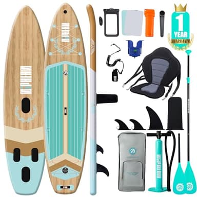 Niphean (Extra Grande) Tavola SUP Gonfiabile per 2+1 Persone/Famiglia, Stand Up Paddle Board con (Facile per Principianti) Ala Bilanciata, Custodia Impermeabile, SUP Gonfiabile Adulti, Idee Regalo
